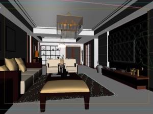 deluxe modern living room 1881 3D Model