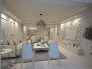 the luxurious modern living room is 1882 Modello 3D