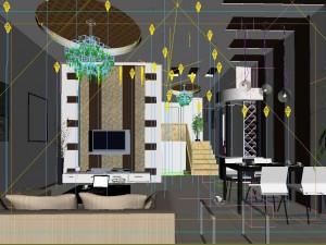 deluxe modern living room 1884 3D Model