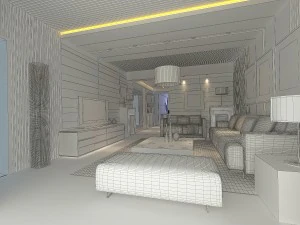 deluxe modern living room 1887 3D Model