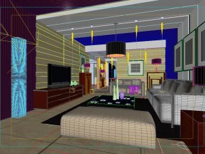 deluxe modern living room 1887 3D Model