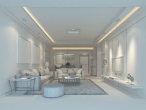 deluxe modern living room 1888 3D Model