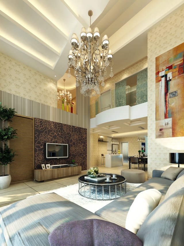 deluxe modern living room 1890 3D Modell .c4d .max .obj .3ds .fbx .stl .blend