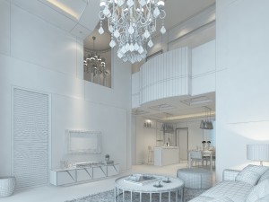 deluxe modern living room 1890 3D Modell