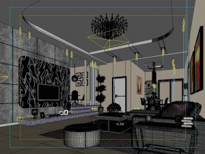 deluxe modern living room 1893 Model 3D
