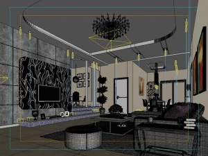 deluxe modern living room 1893 3D Model
