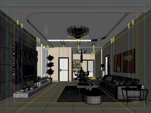 deluxe modern living room 1893 3D Model