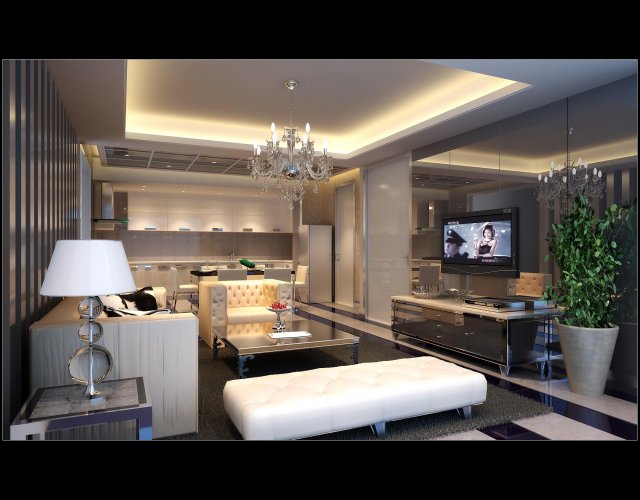 the luxurious modern living room is 1894 3D Model .c4d .max .obj .3ds .fbx .stl .blend 