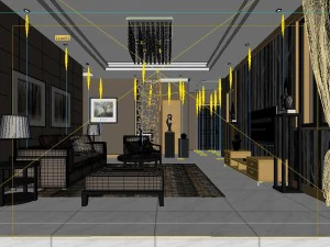deluxe modern living room 1895 3D Model