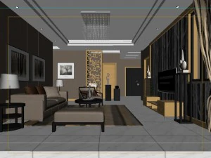 deluxe modern living room 1895 3D Model