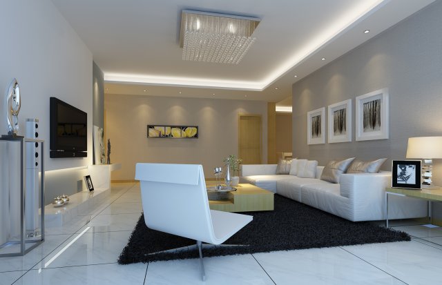 deluxe modern living room 1897 3D Модель .c4d .max .obj .3ds .fbx .stl .blend 