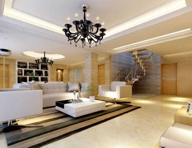 deluxe modern living room 18100 Model 3D .c4d .max .obj .3ds .fbx .stl .blend 