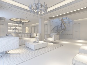 deluxe modern living room 18100 Model 3D