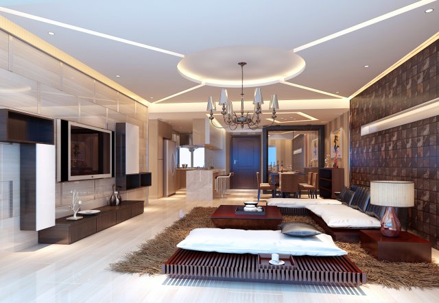 deluxe modern living room 18103 Model 3D .c4d .max .obj .3ds .fbx .stl .blend 