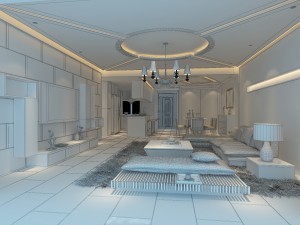 deluxe modern living room 18103 Model 3D
