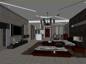 deluxe modern living room 18103 Model 3D