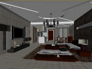 deluxe modern living room 18103 3D Model