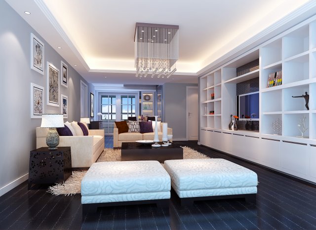 deluxe modern living room 18104 3D Модель .c4d .max .obj .3ds .fbx .stl .blend 