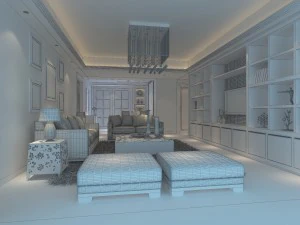 deluxe modern living room 18104 3D Model