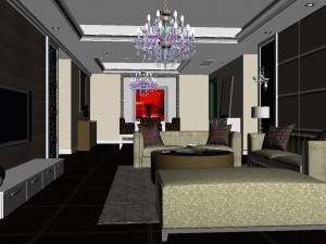 deluxe modern living room 18105 Modello 3D