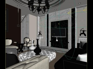 black and white style concise european living room 1787 3D Модель