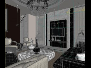 black and white style concise european living room 1787 3D Модель