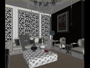 black and white style concise european living room 1787 3D Модель