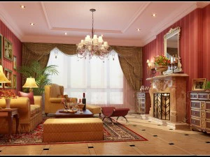 赤いデザインのヨーロッパのリビング ルーム 1722 3Dモデル