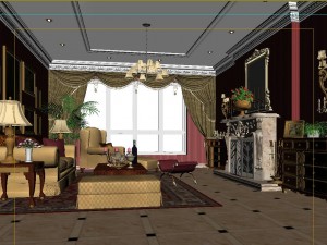red design european living room 1722 3Dモデル