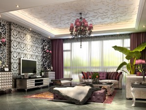 fancy european living room 1734 Model 3D