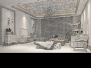 fancy european living room 1734 3D Model