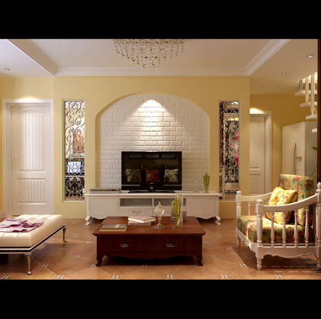 yellow adjustable european living room 1708 Modelo 3D .c4d .max .obj .3ds .fbx .stl .blend 