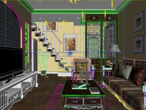 yellow adjustable european living room 1708 3D Model