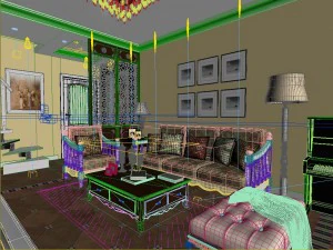 yellow adjustable european living room 1708 3D Model