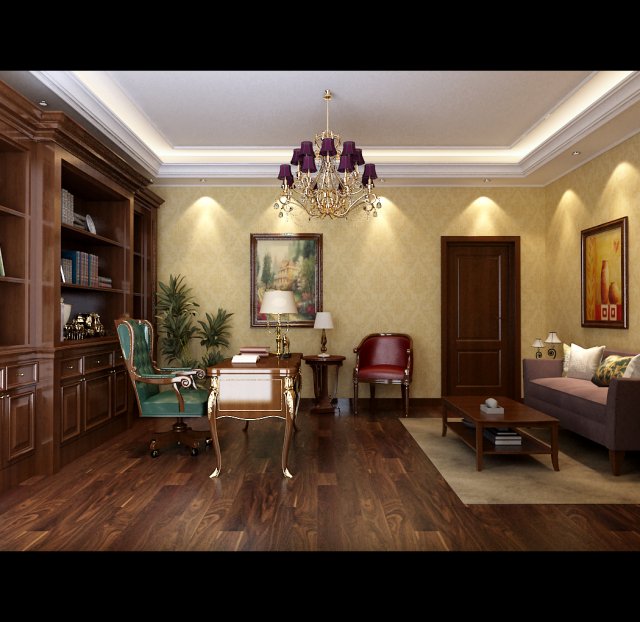 family office study 1808 3D Model .c4d .max .obj .3ds .fbx .stl .blend 