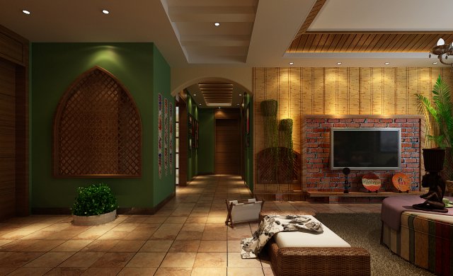 balinese style living room 1845 3Dモデル .c4d .max .obj .3ds .fbx .stl .blend 