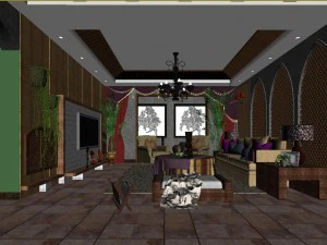 balinese style living room 1845 3D Model