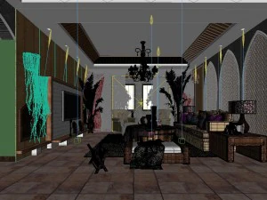 balinese style living room 1845 3D Model