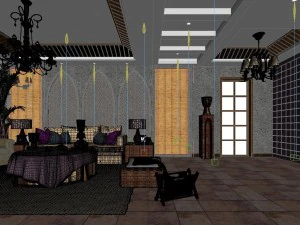 balinese style living room 1845 3D Model