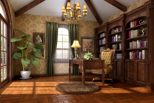 family office study 1819 3D Model .c4d .max .obj .3ds .fbx .stl .blend 