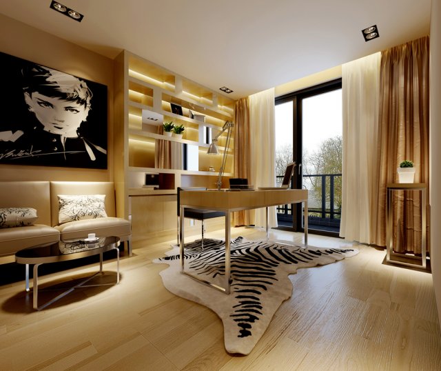 home office study 1820 Model 3D .c4d .max .obj .3ds .fbx .stl .blend 