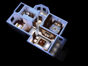 home decoration - bird-eye view 01 3D Model