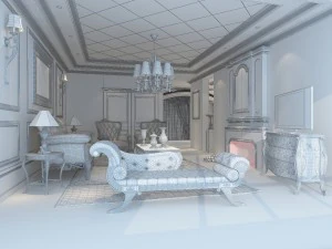 simple and retreat european living room 1770 3D Model