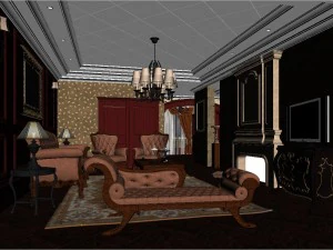 simple and retreat european living room 1770 3D Model