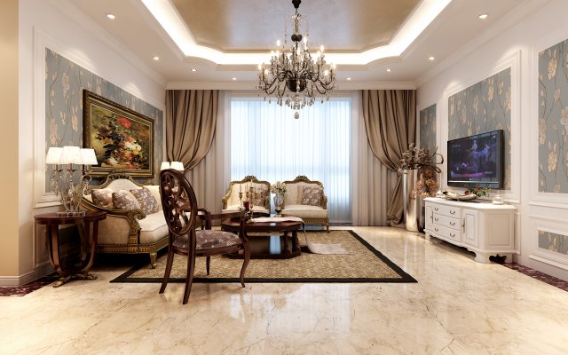 simple and retreat european living room 1791 3D 모델 .c4d .max .obj .3ds .fbx .stl .blend 