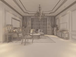 simple and retreat european living room 1791 3D 모델