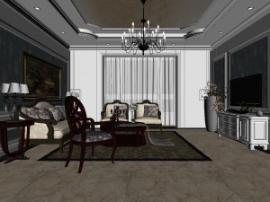simple and retreat european living room 1791 3D 모델