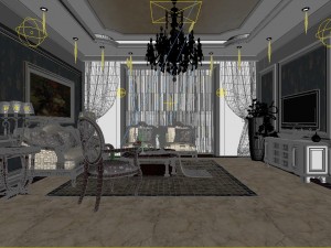simple and retreat european living room 1791 3D 모델