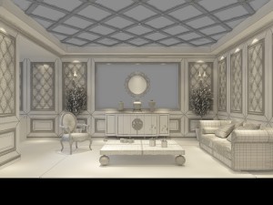 concise retro european living room 3D-Modell