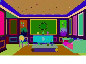 concise retro european living room 3D-Modell
